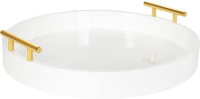 Load image into Gallery viewer, Kate and Laurel Lipton Modern Round Tray, 15.5 inch Diameter, White and Silver, Decorative Accent Tray for Storage and Display