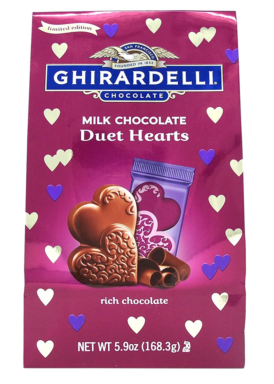 Ghirardelli Valentine's Day Milk Chocolate Duet Hearts Bag - 5.9oz