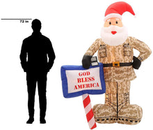 Load image into Gallery viewer, Airblown Inflatable Gemmy 89127X Military Santa with God Bless America Sign