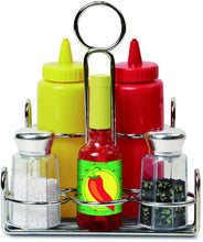 Load image into Gallery viewer, Melissa &amp; Doug Let's Play House! Condiment Set (Pretend Play, Sturdy Metal Caddy, Realistic Sound Effects, 6 Pieces, Great Gift for Girls and Boys - Best for 3, 4, and 5 Year Olds)