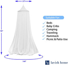 Load image into Gallery viewer, Trademark Global Mosquito Repelling Net for Beds, Hammocks, and Cribs - Insect Protection Hanging Canopy for Camping with Large Screen Opening by Lavish Home - 75-31215 , White