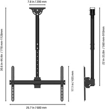 Load image into Gallery viewer, Promounts Apex Full Motion TV Ceiling Mount Bracket for 37-80” TVs up to 110 lbs, VESA from 200x200 to 600x400 with Bubble Level, Adjustable Height, 180° of Rotation, (UC-PRO310), Black
