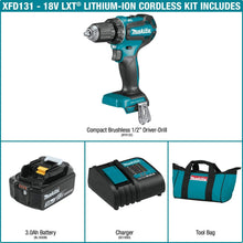Load image into Gallery viewer, Makita XFD131 18V LXT Lithium-Ion Brushless Cordless 1/2 In. Driver-Drill Kit (3.0Ah)