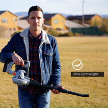 Load image into Gallery viewer, Ukoke U03LB Cordless Electric Power Leaf Blower, Portable Handheld Battery Operate, 40 MPH to 130 MPH, Silver &amp; Black 20V 2A Battery &amp; Charger Included