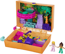 Load image into Gallery viewer, Polly Pocket Jungle Safari Compact with Fun Reveals, Micro Polly and Shani Dolls, 2 Sloth Figures &amp; Sticker Sheet; for Ages 4 Years Old &amp; Up