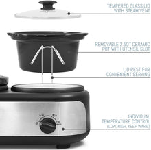 Load image into Gallery viewer, Elite Gourmet Elite Platinum EWMST-325FFP Maxi-Matic Triple Slow Cooker Buffet Server, Black/Silver