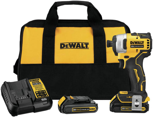 DEWALT ATOMIC 20V MAX Impact Driver, Cordless, Compact Kit, 2 Batteries, 1/4-Inch (DCF809C2)