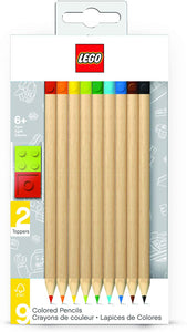 Lego LE51515 9 Pack Coloured Pencils with Toppers, Assorted Colours