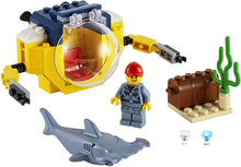 Load image into Gallery viewer, LEGO City Ocean Mini-Submarine 60263, Underwater Playset, Featuring a Toy Submarine, Pirate Treasure Chest, Hammerhead Shark Figure and a Pilot Minifigure, Great Gift for Kids, New 2020 (41 Pieces)