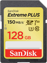 Load image into Gallery viewer, SanDisk Extreme Plus 128GB SDXC UHS-I/V30/U3/Class 10 Card (SDSDXW5-128G-ANCIN)