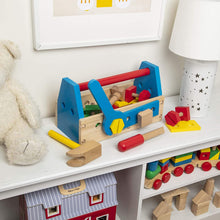 Load image into Gallery viewer, Melissa &amp; Doug Jumbo Wooden Tool Kit Toy Nursery Playroom Décor – Natural (White, Wood, Blue-Gray, Great Gift for Girls and Boys