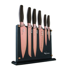 Load image into Gallery viewer, New England Cutlery NE8807 7 Piece Titanium-Coated Knife Set with Invisible Wood Block, Bronze