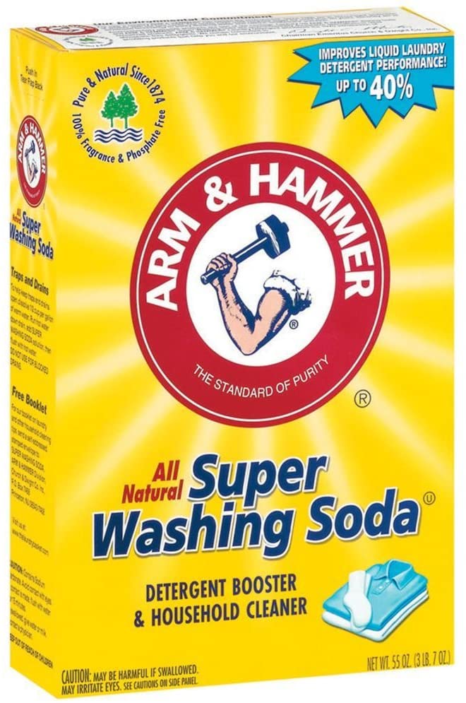 Arm & Hammer Household Super Washing Soda Detergent Booster, 55 Ounces (12 Pack)