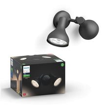Load image into Gallery viewer, Philips Hue Ludere White Outdoor Security Light, Outdoor Wall Fixture &amp; 2 Hue PAR38 LED Smart Bulbs (Requires Hue Hub, Works with Alexa and More)