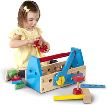 Load image into Gallery viewer, Melissa &amp; Doug Jumbo Wooden Tool Kit Toy Nursery Playroom Décor – Natural (White, Wood, Blue-Gray, Great Gift for Girls and Boys