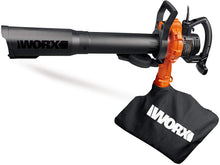Load image into Gallery viewer, WORX WG518 12 Amp 2-Speed Leaf Blower, Mulcher &amp; Vacuum, 10" x 11" x 40", Orange and Black
