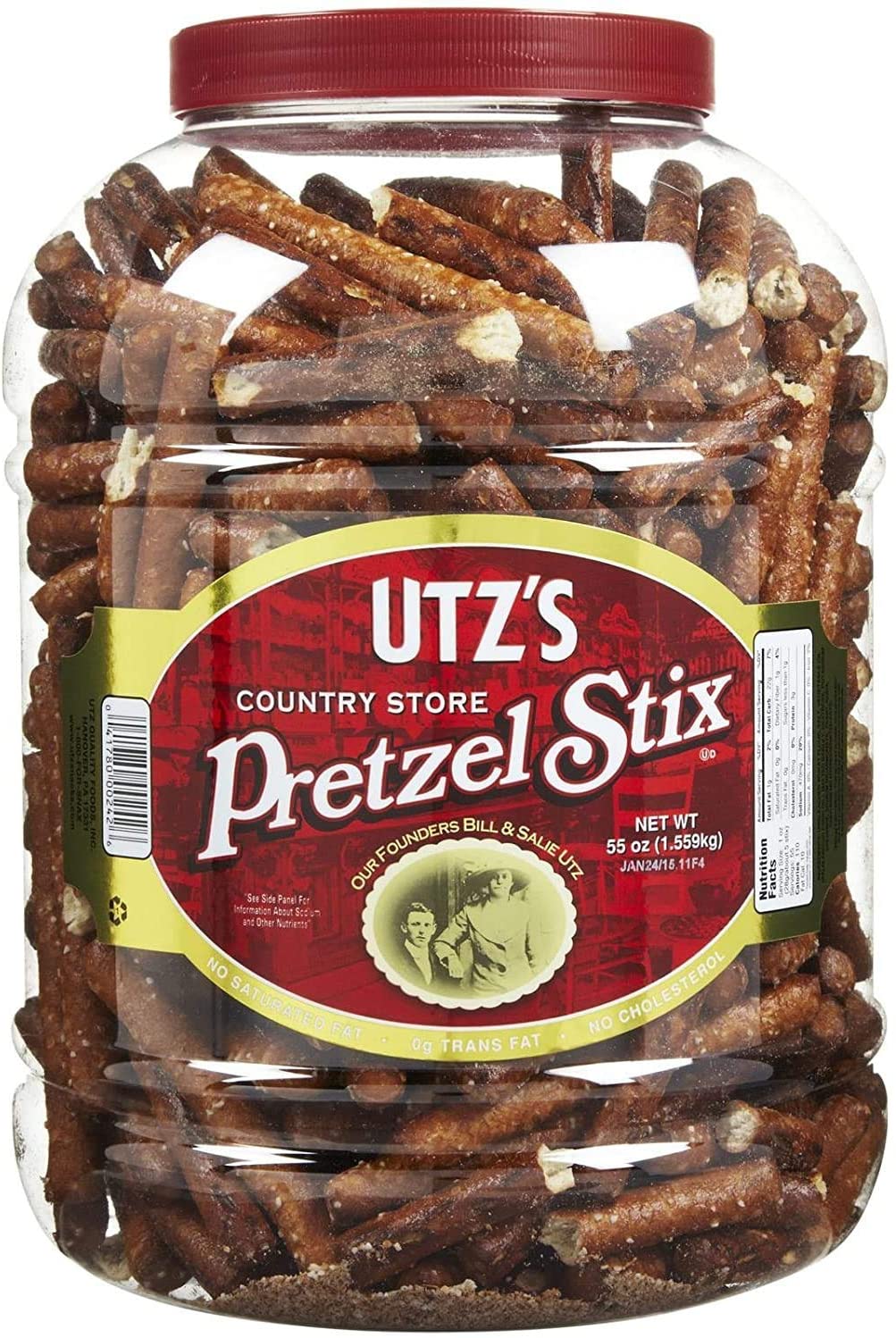 Crunchy Pretzel Sticks with Zero Cholesterol – 55 oz. Barrel –Thicker 4inch