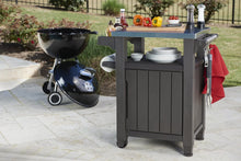 Load image into Gallery viewer, KETER Unity Portable Outdoor Table with Storage Cabinet and Stainless Steel Top