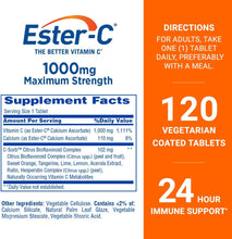Load image into Gallery viewer, Ester-C Vitamin C 1000 mg Coated Tablets, 120 Count, Immune System Booster, Stomach-Friendly Supplement, Gluten-Free