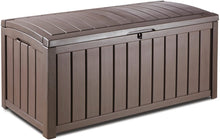 Load image into Gallery viewer, KETER Glenwood Plastic Deck Storage Container Box Outdoor Patio Furniture 101 Gal, Brown