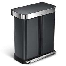 Load image into Gallery viewer, simplehuman 45 Liter / 12 Gallon Stainless Steel Rectangular Kitchen Step Trash Can with Liner Pocket, Brushed Stainless Steel