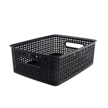 Load image into Gallery viewer, Advantus Plastic Weave Bins, Medium, Black, Pack of 2