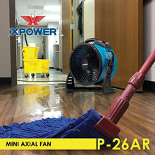 Load image into Gallery viewer, XPOWER P-26AR Industrial Axial Air Mover, Blower, Fan with Build-in Power Outlets for Water Damage Restoration, Home and Plumbing Use - 1 Amp, 1300 CFM, 4 Speeds
