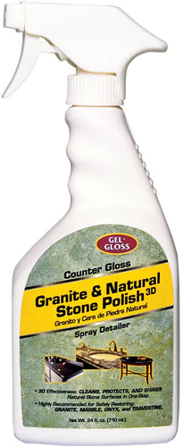 Gel-Gloss, CG-24, Counter Gloss Granite and All Natural Stone Surface Cleaner and Polish - Cleans, Seals and Shines In Easy One Step Process, 24 Fluid Ounces