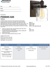 Load image into Gallery viewer, Progress Lighting P300045-020 Bath &amp; Vanity, 1 Light, Antique Bronze