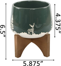 Load image into Gallery viewer, Flora Bunda 4“ Ceramic Xmas Planter on Wood Stand