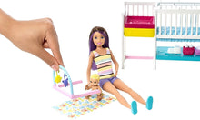 Load image into Gallery viewer, Barbie Nursery Playset with Skipper Babysitters Doll, 2 Baby Dolls, Crib and 10+ Pieces of Working Baby Gear and Themed Toys, Gift Set for 3 to 7 Year Olds, Multicolor