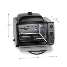 Load image into Gallery viewer, Elite Cuisine ERO-2008S Countertop Toaster Oven with Top Grill &amp; Griddle Rotisserie, Bake, Grill, Broil, Roast, Toast, Keep Warm, 23L Capacity, fits a 12” Pizza, 6-Slice, Black