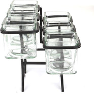 Load image into Gallery viewer, Mind Reader 6 Compartment Condiment Server Stand, Garnish Station for Restaurant, Bars, Removable Jars, Black, 9.5" W x 7.25" H, Clear 2 Tier