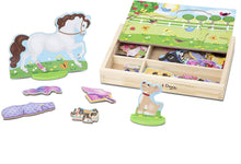 Load image into Gallery viewer, Melissa &amp; Doug Show Horse and Dog Magnetic Dress- Wooden Figures Pretend Play Set (52 pcs)