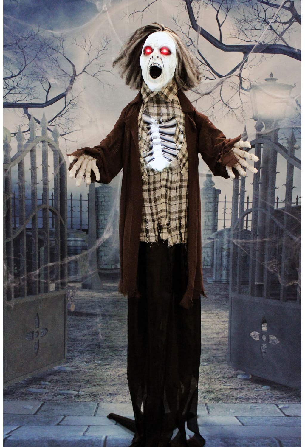 Haunted Hill Farm HHZOMB-1FLSA Life-Size Animatronic Zombie, Color 1