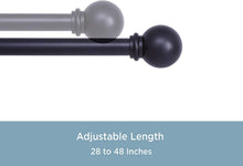 Load image into Gallery viewer, Kenney Chelsea 5/8" Standard Decorative Window Curtain Rod, 28-48", Black