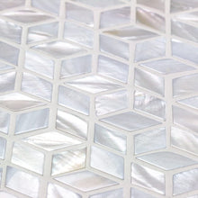 Load image into Gallery viewer, Splashback Tile PACWHT3DILL Pacif 3D Illusion Shell Mosaic Tile, White/Pearl
