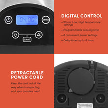 Load image into Gallery viewer, Elite Gourmet Glas Slow Cooker with Adjustable Temp, Entrees, Sauces, Stews &amp; Dips, Dishwasher Safe Glass Lid &amp; Crock, 6 Quart, Stainless Steel