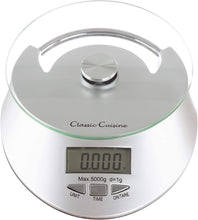 Load image into Gallery viewer, Classic Cuisine Kitchen Scale-Digital Electronic Food Weighing Appliance 11LB. or 5000g Capacity-Measure Cooked Portions, Meat, Baking Ingredients