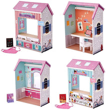 Load image into Gallery viewer, Olivia's Little World - Olivia's Classic 18 inch Doll Convertible Wooden Play House , fits American Girls Dolls, Ice Cream Shop, Dorm, Cup Cake Ship, Dancing Studio, 4-in-1 Scenes with Accessories