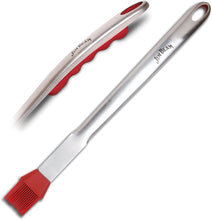 Load image into Gallery viewer, Jim Beam JB0156 Soft Grip Handle Grilling Tools Set (5-Piece), Silver