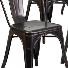 Load image into Gallery viewer, Flash Furniture Commercial Grade 4 Pack Black-Antique Gold Metal Indoor-Outdoor Stackable Chair