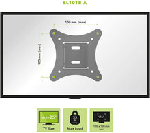 Load image into Gallery viewer, AVF EL101B-A Adjustable Tilt Low Profile TV Mount for 12-Inch to 25-Inch TV or Monitor, Black, Universal TV Wall Mounting Bracket, VESA 50 x 50 to 100 x 100, Easy to Install, All Hardware Included
