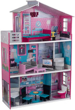 Load image into Gallery viewer, KidKraft Wooden Breanna Dollhouse for 18" Dolls with 12Piece Accessories, 5-Foot Tall Toy, Multicolor, Model:65882