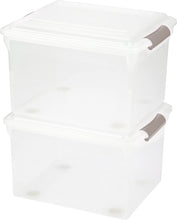 Load image into Gallery viewer, IRIS USA, Inc. 34 Quart Store And Slide File Box-Tan Handle, Clear