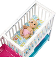 Load image into Gallery viewer, Barbie Nursery Playset with Skipper Babysitters Doll, 2 Baby Dolls, Crib and 10+ Pieces of Working Baby Gear and Themed Toys, Gift Set for 3 to 7 Year Olds, Multicolor