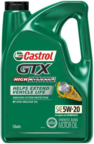 Castrol 60017 GTX High Mileage 5W-20 Synthetic Blend Motor Oil