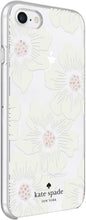 Load image into Gallery viewer, Kate Spade New York Phone Case|For Apple iPhone 8, iPhone 7, iPhone 6S, and iPhone 6|Protective Phone Cases with Slim Design, Drop Protection,and Floral Print-Hollyhock Cream/Blush/Crystal Gems/Clear