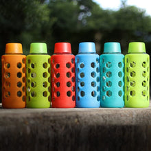 Load image into Gallery viewer, Aquasana Rainbow Silicone Sleeves with Matching Lids, fits Aquasana Brand 18oz Glass Water Bottles, 6-pack