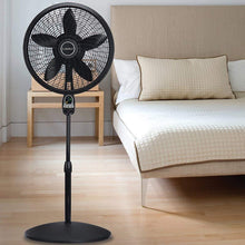 Load image into Gallery viewer, Lasko 1843 18″ Remote Control Cyclone Pedestal Fan with Built-in Timer, Black Features Oscillating Movement and Adjustable Height